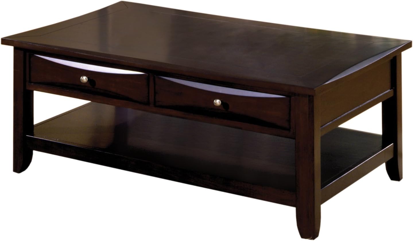 Furniture of America Hudson 2-Drawer Coffee Table, Espresso Finish