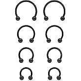 Tvalccoy Silver/Gold/Black 16g Septum Ring/Septum Piercing/Small Septum Ring/Septum Nose Rings/Surgical Steel Septum Ring/Septum Horseshoe Rings/Horseshoe Earrings/Lip Ring for Women Men