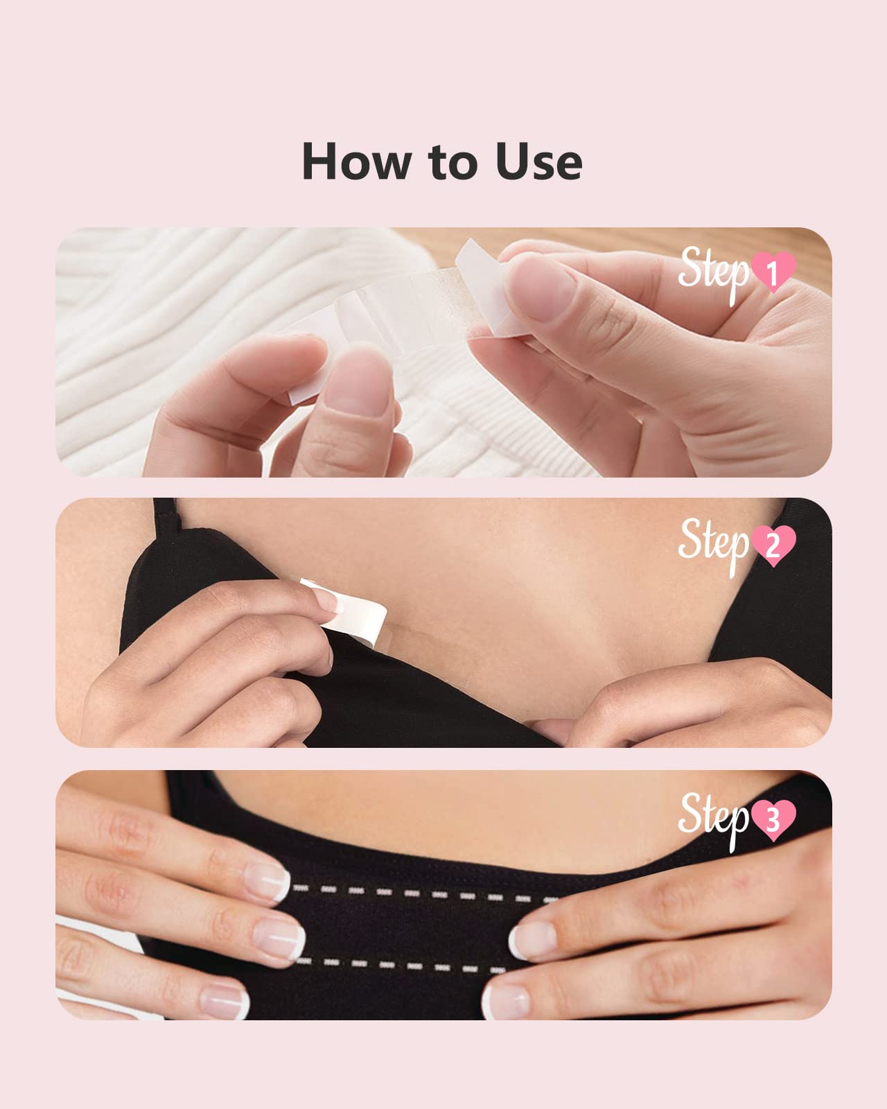 BearKig 50-Strips Double-Sided Tape for Fashion, Tape for Clothes, Fabric Tape for Women Clothing and Body, All Day Strength Tape Adhesive, Invisible and Clear Tape for Sensitive Skins