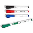 U Brands Fine Tip Dry Erase Markers with Eraser, Whiteboard Markers, Low Odor, Assorted Colors, Set of 4