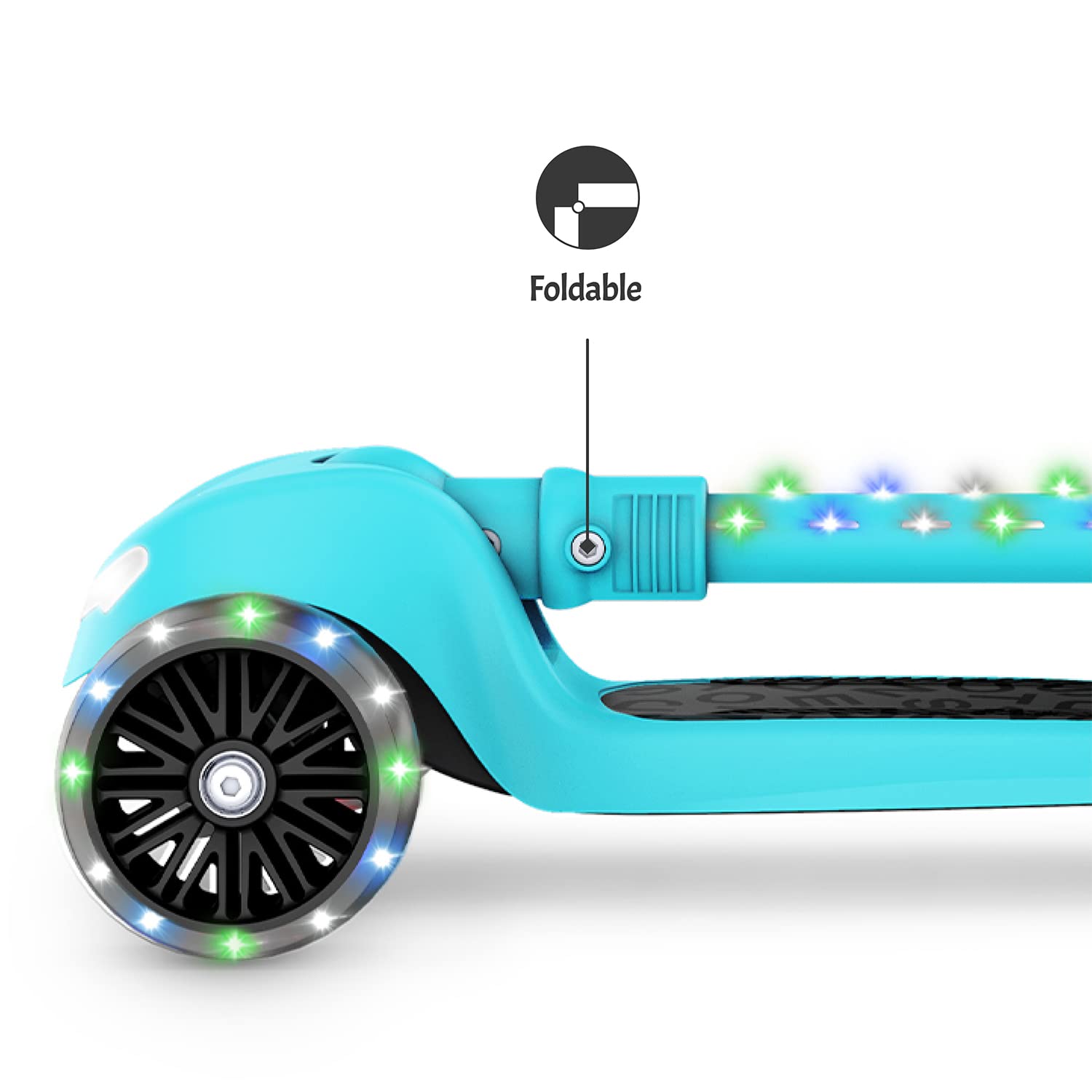 Jetson 3-Wheel Light-Up Kick Scooter, Lights on Stem & Wheels, Height Adjustable Handlebar, Rear Brake, Foldable, Ages 3+