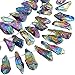 SUNYIK Crystal Points Rock Quartz Rough Stones Loose Beads for Jewelry Making Top Drilled,Titanium Coated Crystals,Rainbow