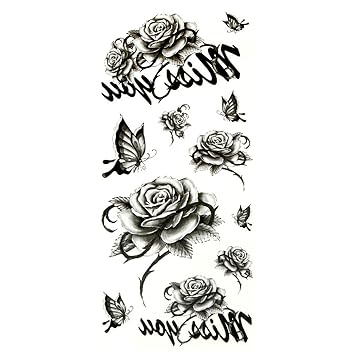 Oottati Tatuaggi Temporanei Sexy Rose In Bianco E Nero Si
