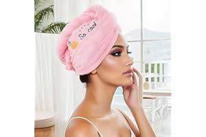 Microfiber Hair Towel Wrap, Cute Drying Hair Towels for Women, Quick-Dry Shower Cap & Turban,Pink