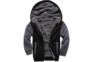 SECOOD Kids Hoodie Fleece Jacket Warm Sherpa Lined Zip Up Hooded Sweatshirt Soft Winter Coat Boys Girls School Outerwear
