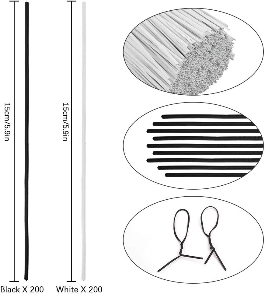 TANCUDER 400 PCS Plastic Twist Ties 15CM/6Inch Metallic Twist Cable Ties Cord Garden Plant Wire Ties Cable Wrap Organizer Reusable Fastening for DIY Cables Strapping and Fixing Bags Black & White - Image 3