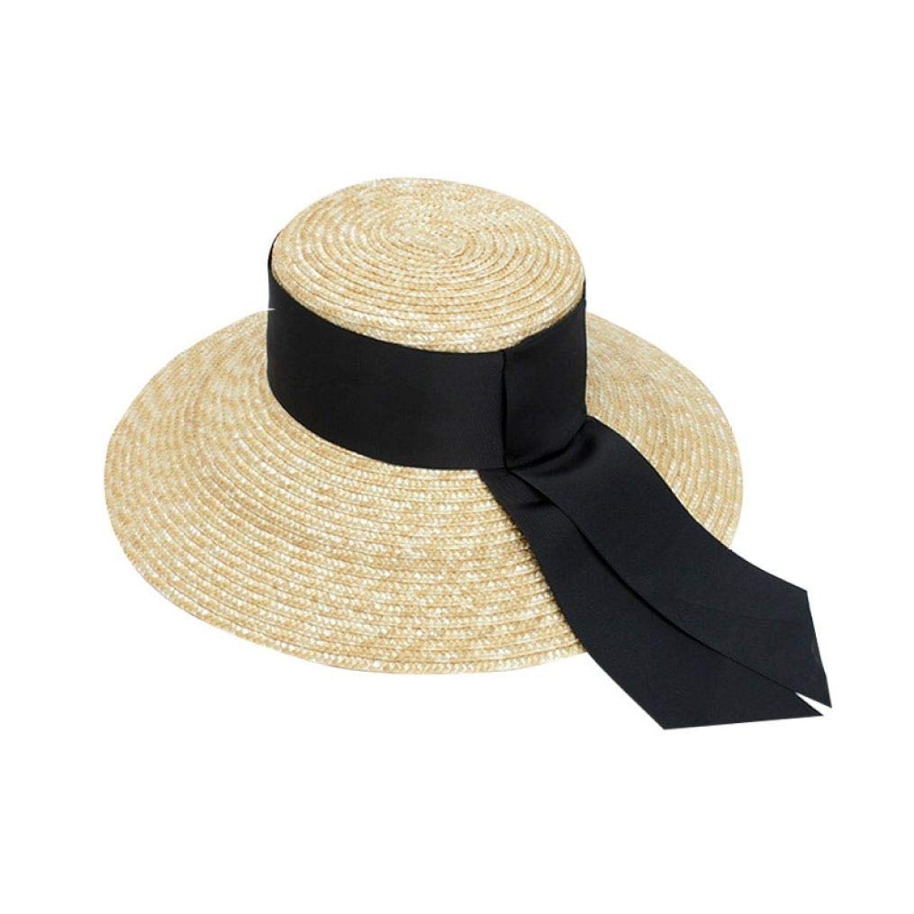 Womens Big Brim Sun Hat Floppy Foldable Ribbon Straw Hat