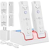 KEKUCULL Remote Controller Charger Station for Wii/Wii U with 4 Pack 2800mAh Rechargeable Battery Pack, Controller Charging Dock Station for Wii Controller, Remotes are not Included