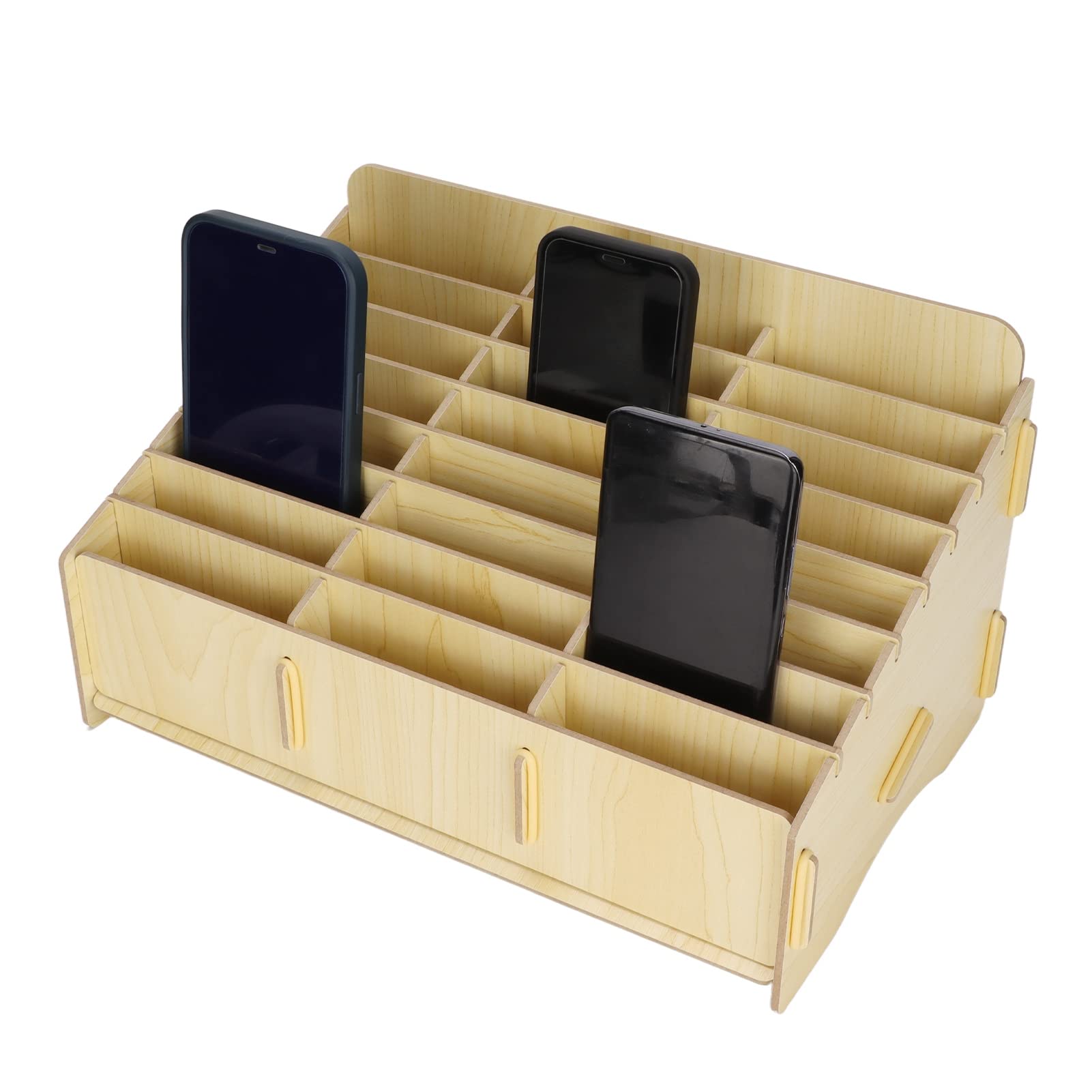 24 Grid Cell Phone Storage Box for Classroom, Office, Multifunctional Wooden Desktop Mobile Phone Storage Rack Holder, Phone Case Organizer