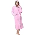 RONGTAI Womens Robes Plush Fleece Hooded Bathrobe Thick Nightgown with Pockets Fluffy Sleepwear