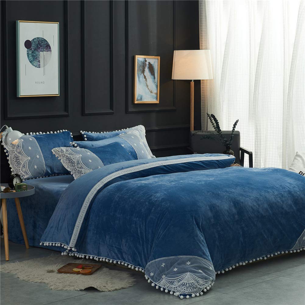 Amazon Com Alhbnay Crystal Velvet Duvet Cover Set Luxury