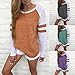 Napoo Clearance Women Fashion Patchwork Round Collar Long Sleeve Blouse