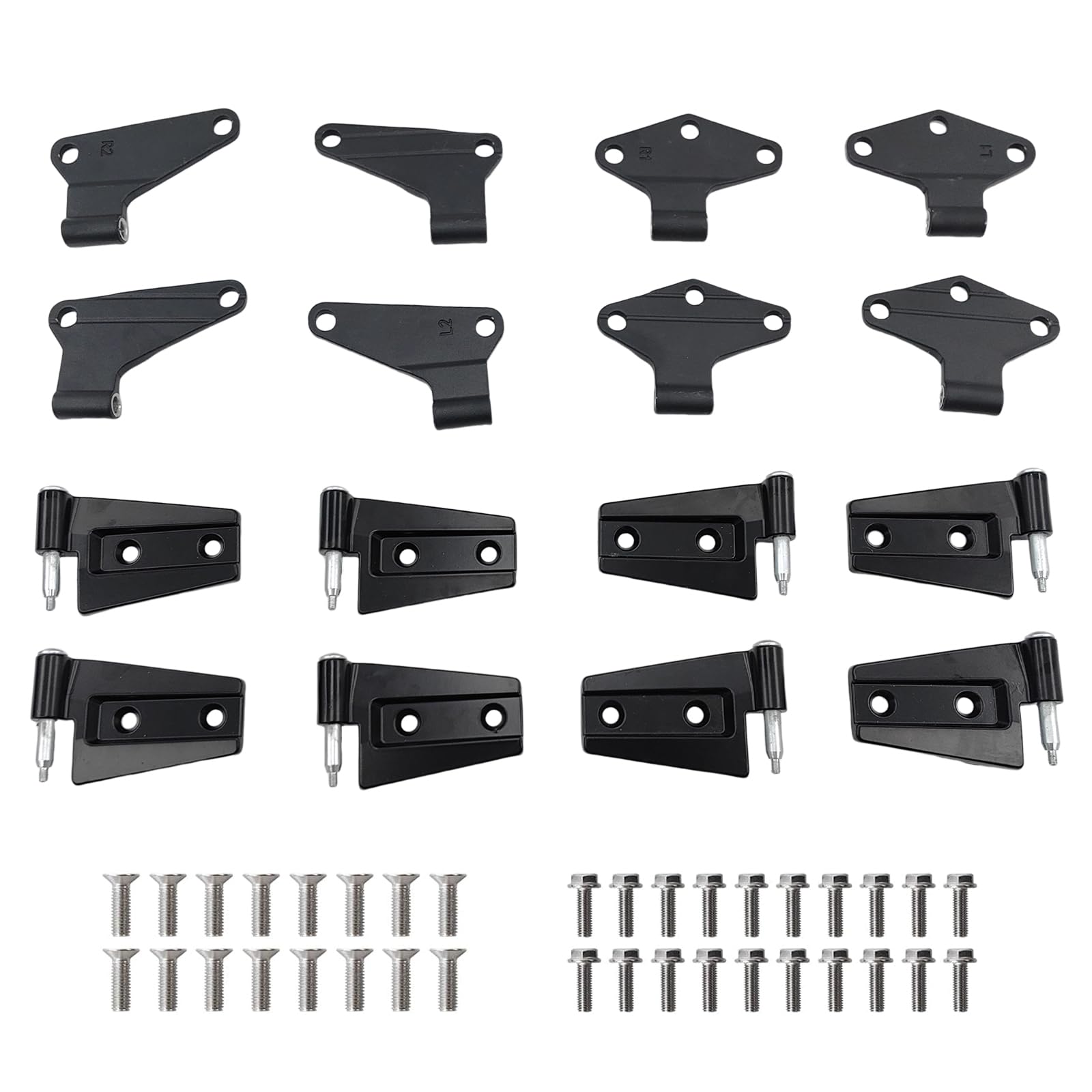 Photo 1 of Torquizo 4 Door Hinge Assembly Kit for 2007-2018 Jeep JK Wrangler: Complete Set with 16PCS and 36 Bolts for Enhanced Durability and Compatibility -OE# 55395386, 55395387, 55395385, 55395384