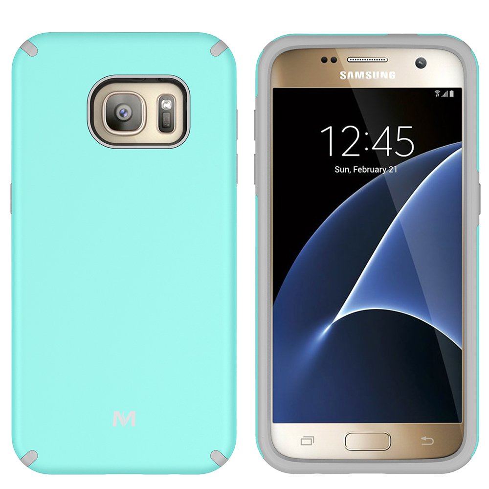 S7 Case, Galaxy S7 Case, MagicSky Slim Corner Protection Shock Absorption Hybrid Dual Layer Armor Defender Protective Case Cover for Samsung Galaxy S7 (Cyan)
