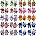 LCLHB Boutique Two-tone Stacked bows Barrette for Newborn Kids Teens Set of 20