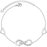 Infinity Heart Bracelet for Women, 925 Sterling Silver Bracelet Gifts for Her Infinity Love Bracelets for Valentine's Day Birthday Mothers Day Jewelry Gifts for Her Wife Mom Sister Friends Love One