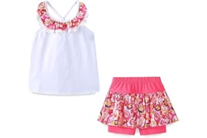Mud Kingdom Girls Outfits Summer Fashion Cold Shoulder Backless Tank Top and Shorts Clothing Set Floral