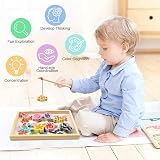 Vicloon Wooden Fishing Game 19Pcs Magnetic Bead Rod Toy Montessori 3+ Kids view 5