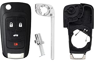 StandardAutoPart 4 Button Flip Key fob case Compatible with Chevy Cruze Equinox Sonic Malibu Impala Camaro Terrain Lacrosse R