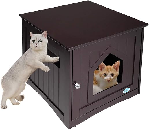 Amazon Com Jaxpety Cat Litter Box Enclosure Cat House Nightstand Indoor Pet Washroom Wood Cover Brown Pet Supplies