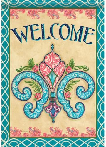 Flag Trends - Garden Size Flag, Preppy Fleur De, 13 X 18 Inches