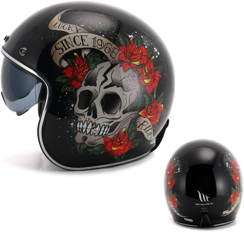 PURROMM Retro Motorbike Half Helme Adult Men Women - Open Face Helmet Cruiser ATV Scooter DOT Approved