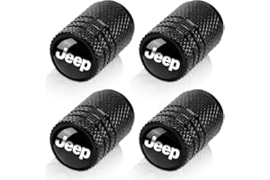 BFIVEANTE Tire Valve Stem Cap Cover for Jeep Grand Cherokee Wrangler Compass Renegade Patriot Grand Comander Belt O-Ring Seal Corrosion Resistant Tire Valve Caps Car Accessories 4 Pc (Black)