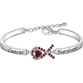 HOLLP Blood Cancer Awareness Gift Red Ribbon Cancer Survivor Bracelet Gift for Blood Awareness