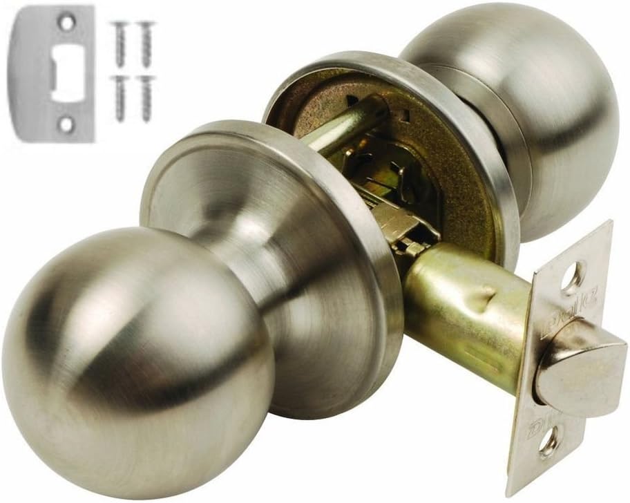 Dale Hardware Bala Door Passage Knobset with Adjustable Latch -Satin Stainless Steel