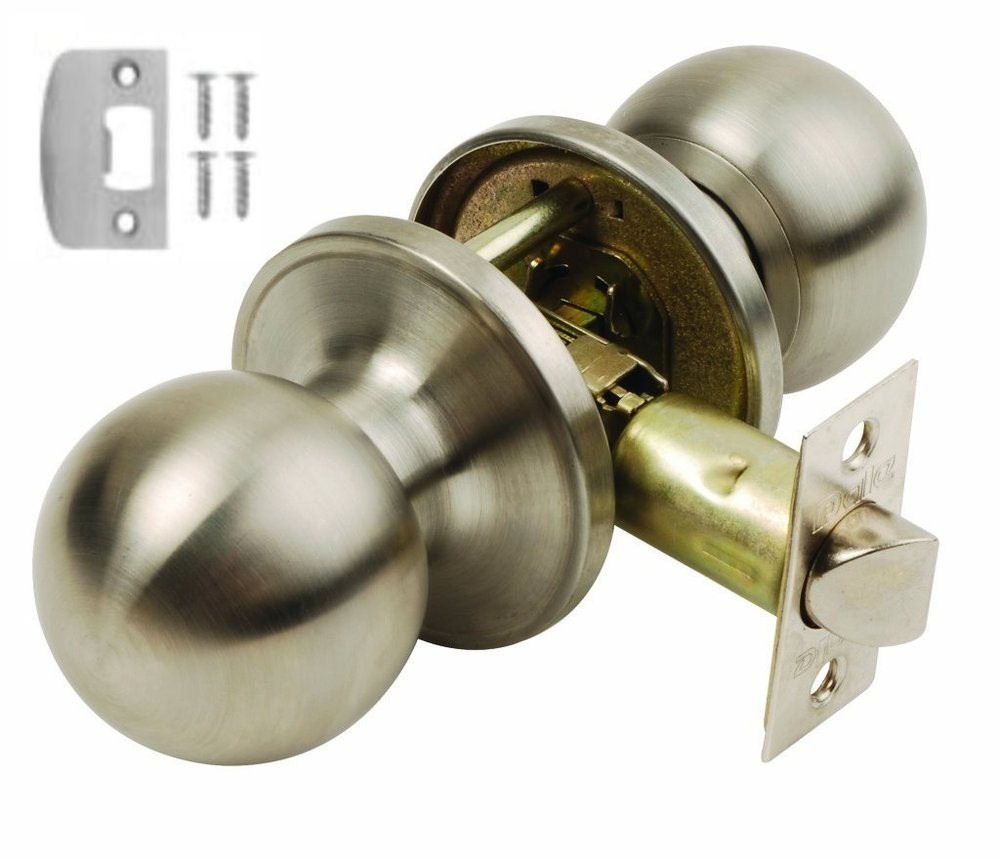 Dale Hardware Bala Door Passage Knobset with Adjustable Latch -Satin Stainless Steel