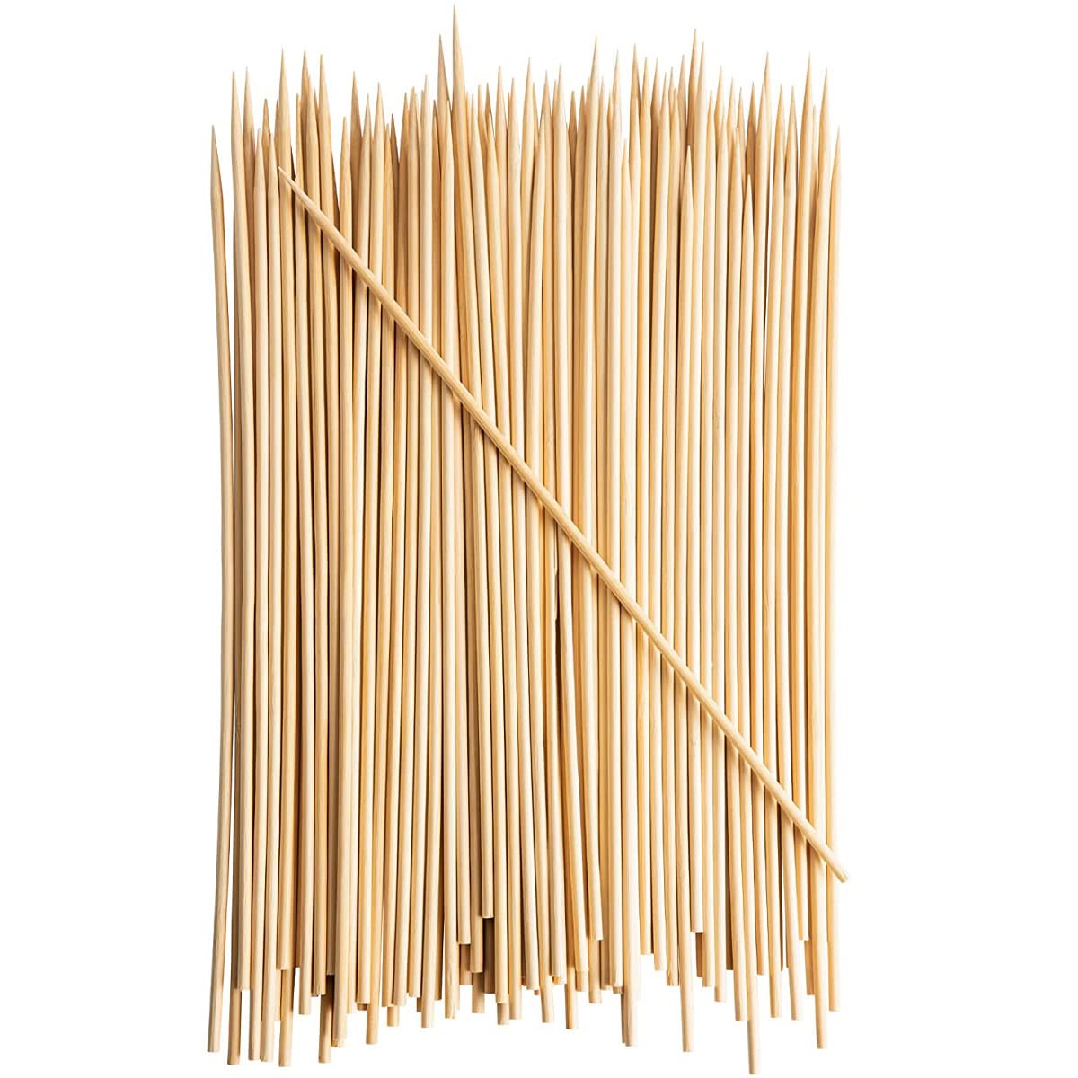 iPEAK Bamboo Skewers 12 inch Wooden Sticks Durable Natural Skewer for BBQ Chocolate Fountain Appetizer Kebab Cake Topper Fruits (Pack of 300)