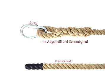 Kletterseil SPORT mit Augspleiß und Schraubglied verschiedene Längen Klettertau Seil (2,5 Meter)