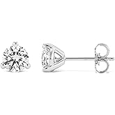 Carbon Atelier IGI Certified 1.50 to 4.00 Carat Lab Grown Diamond Round Stud Earrings for Women I 14k White Gold Earrings for Her (I-J, VS1-VS2, cttw) 3-Prong Martini Set Diamond I Push Back Studs
