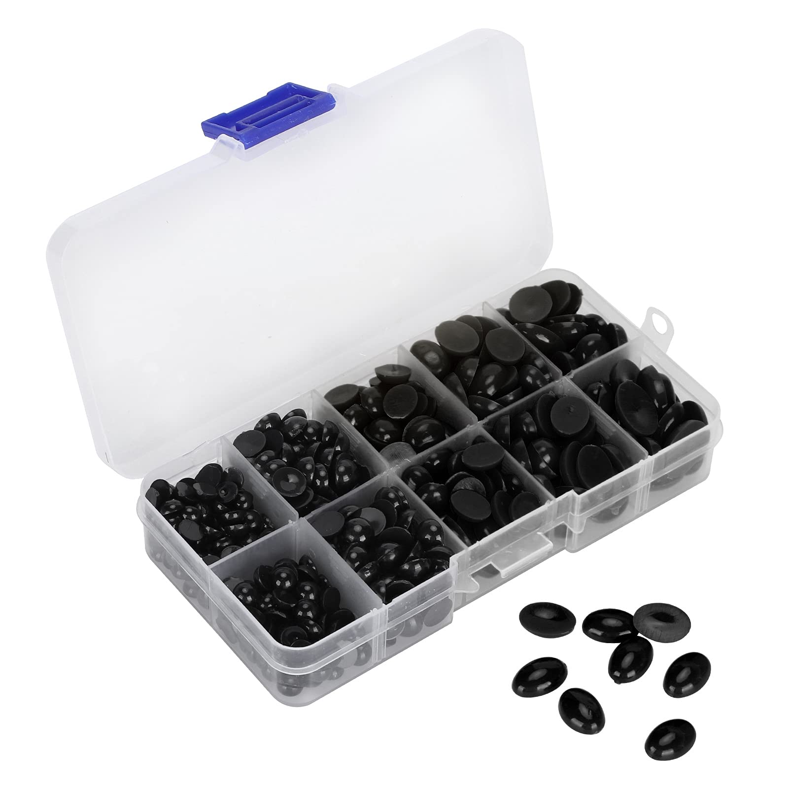 580pcs Safety Eyes Plastic and Oval Shape Flat Noses for Teddy Bear Stuffed Animal Doll DIY Making Accessories(Eye)