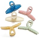 Nalodu 5 Inch Extra Large Hair Claw Clips, No Slip Jelly XL Hair Clips for Thick Long Curly Hair, Big Claw Clips, 5 Pack
