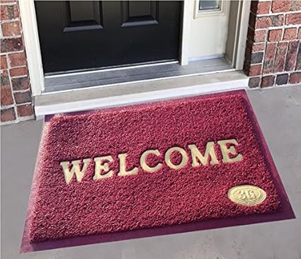 Yellow Weavestm Dust Remover Pvc Welcome Doormat For Offices,Hotel ,Restaurant, Home,Shop -Color- Maroon, Size : 38.1 Cm X 58.4 Cm