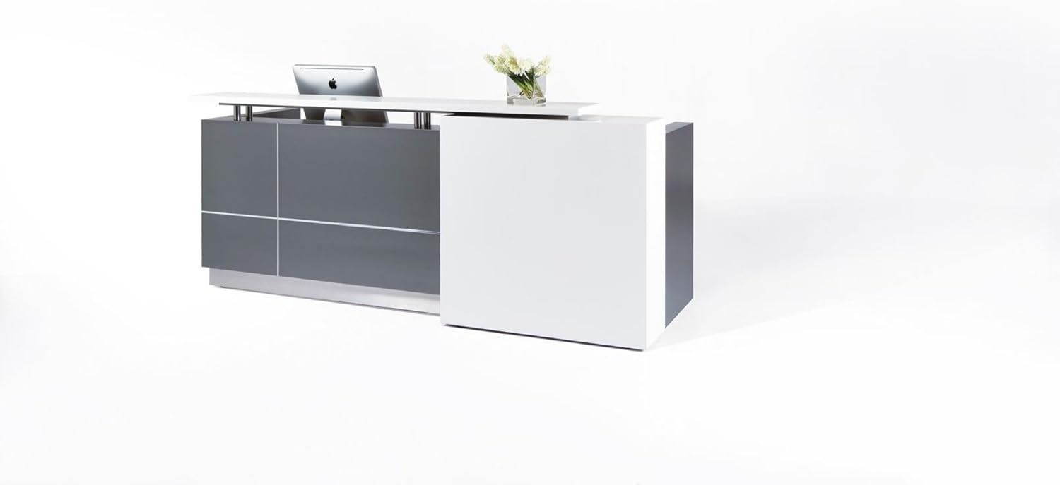 Modern Reception Desk (98") with White Quartz Stone Counter-TOP: Kitchen & Dining