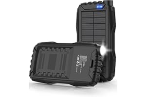 MREGB Solar Charger, Power Bank, 42800mAh Portable Charger Power Bank External Battery Pack 5V3.1A Qc 3.0 Fast Charger Built-in Super Bright Flashlight (Black)