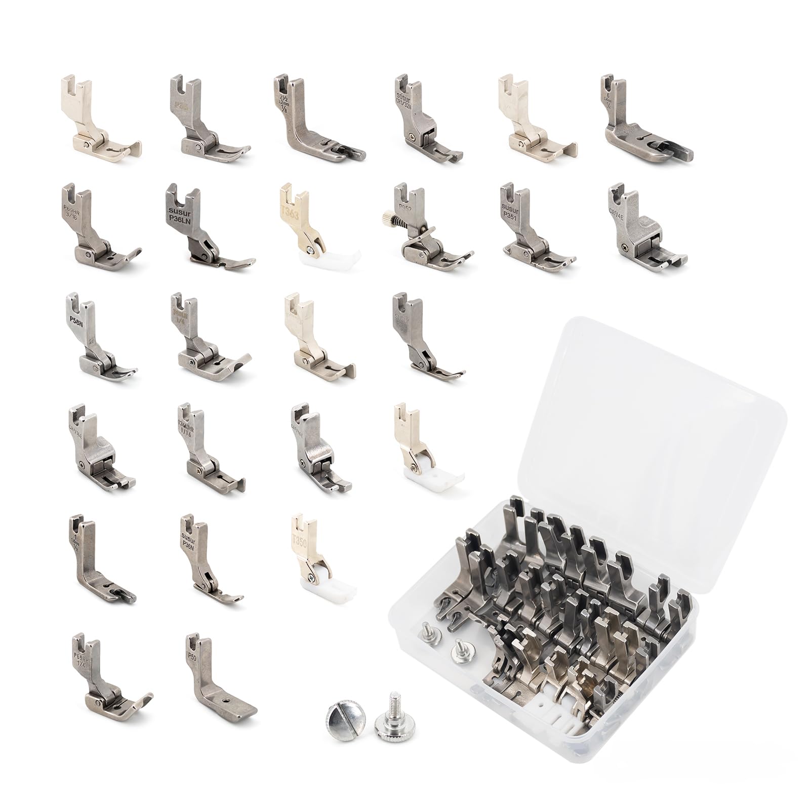 25PCS Sewing Machine Presser Foot Set for Industrial, Multifunction Foot Presser with Stainless Steel Construction,Various Specifications Accessories for 5550 8500 8700 9000 Industrial Sewing Machine