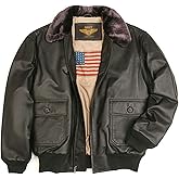 Landing Leathers Men Navy G-1 Leather Flight Bomber Jacket (Also available in Big & Tall) Brown Brown XL