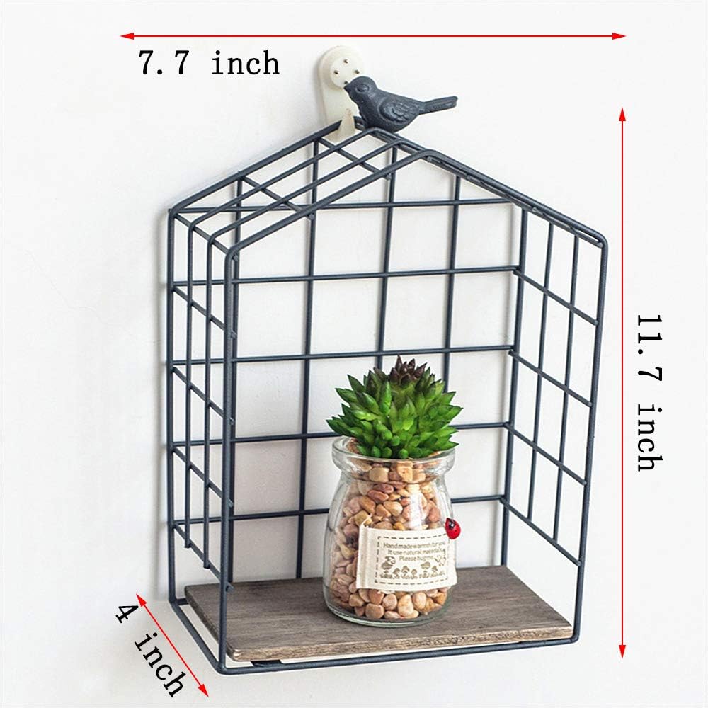 Gjiawi Wall Mounted Shelf American Retro Bird Cage Wrought Iron Desktop Succulent Flower Stand Wall Decoration Adds Color To Your Kitchen Bathroom Living Room Medium Amazon Co Uk Kitchen Home