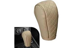 Diamall Car Leather Gear Shift Cover, Anti-Slip Breathable Shift Knob Cover, Waterproof Auto Konb Gear Shifter Stick Protector, Universal Cars SUVs Trucks Interior Decoration Accessories (Beige)