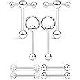 Prjndjw 14G Tongue Rings Door Knocker Tongue Ring 316L Surgical Steel Double Barbell with Slave Ring for Women Men Body Piercing Jewelry 16MM