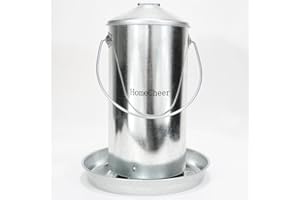 HomeCheer Galvanized Chicken Feeder with Lid - 9 Pounds Capacity - Durable and Rust-Resistant Poultry Feeder for Chickens, Ducks, and Other Poultry HC122 (9 lb)