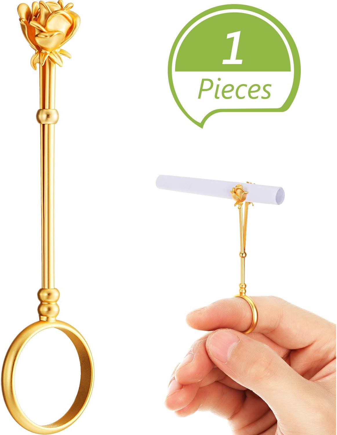 0.67 Inch Rose Ring Cigarette Holder, Finger Cigarette Holder Ring, Elegant Lady Smoker Cigarette Holder Ring, Cigarette Holder Smoke Ring for Women and Men (Gold)