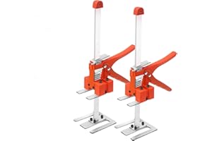 Zakle Labor-Saving Arm Jack, 2Pcs 15.5 Inch Handle Arm Tool Lift, Multifunctional Height Adjustment Lifting Device, Wall Tile Locator, Door Panel Lifting Cabinet Jack Raised by 10.6In (Orange)