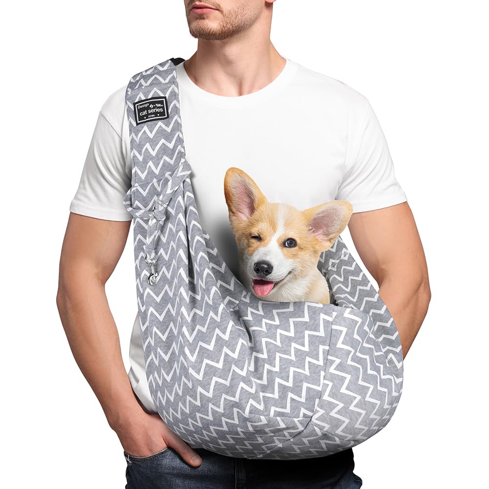 Adiwo Puppy Carrier - Reversible Hands-free Dog Carry Sling for Small & Medium Dogs & Cats, Soft & Comfortable, Adjustable Dog Carrier Bag Shoulder Tote for Outdoor Walking, Travel & Shopping