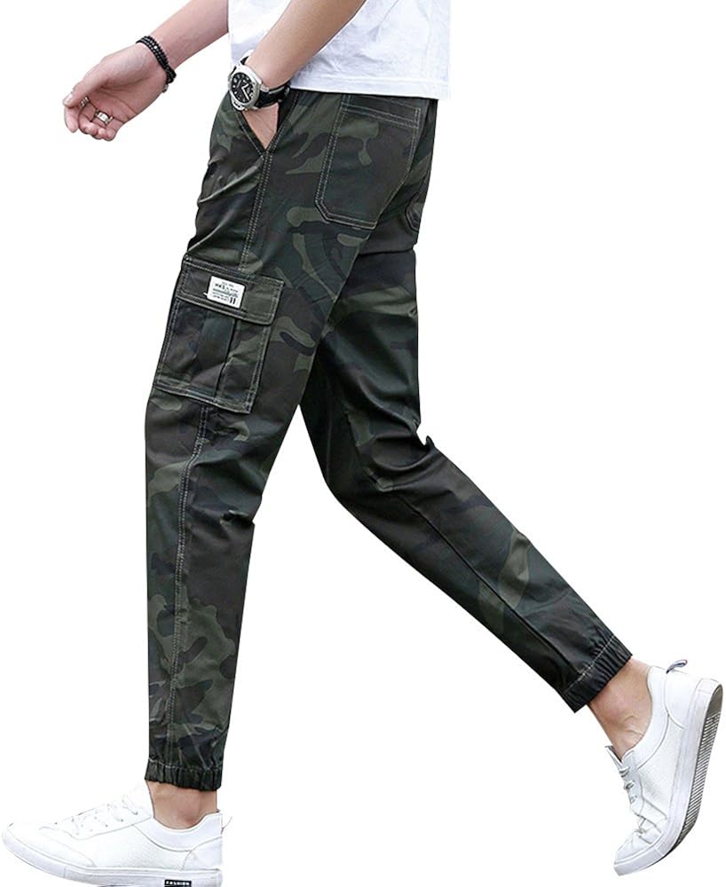 メンズ 迷彩 ズボン ミリタリー カーゴパンツ スキニーパンツ 迷彩柄 メンズ ロングパンツ アウトドア ファション 長ズボン ジョガーパンツ スウェット リブ カモフラ柄 ストリート 春 夏 秋 ロングパンツ 通販 Amazon