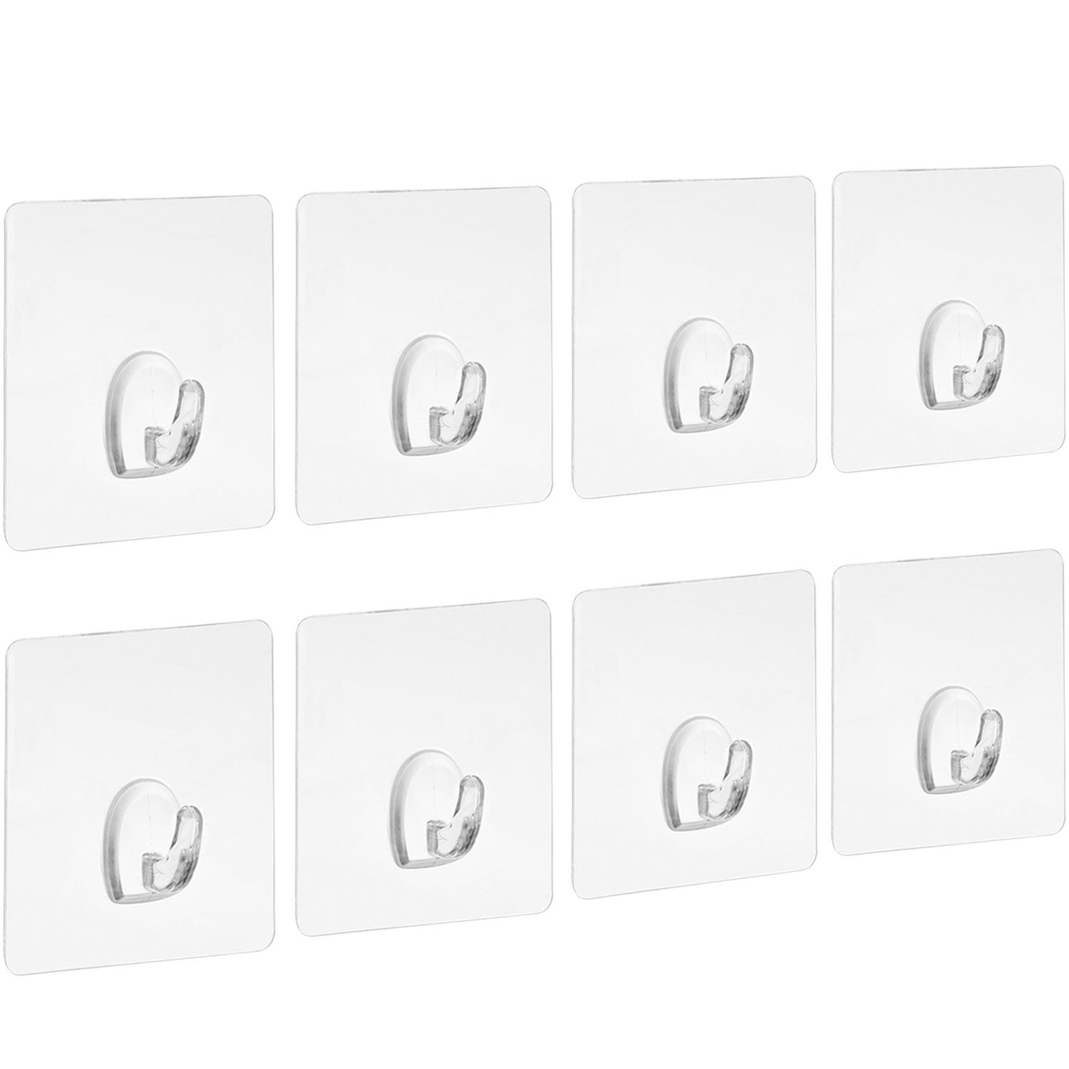 Blulu 8 Pack Self Adhesive Hooks Extra Strong Hooks for Hanging Heavy Duty Stick on Pegs PVC Wall Mounted Pegs for Bathroom Kitchen Closet Office Door