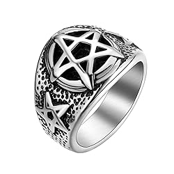 Pentagram Pentacle Signet Ring for Men - Demon